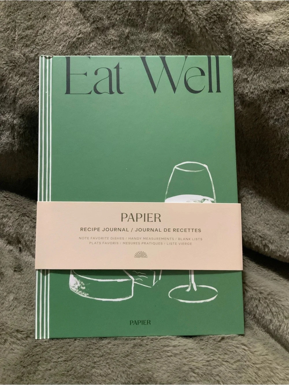 NWT Papier Eat Well Recipe Journal in Dusty Sage